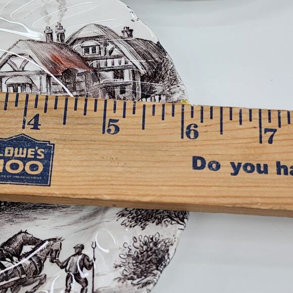 VTG Yorkshire Staffordshire Ironstone Bread Plates Set 4 Farm Scene England - Picture 9 of 9